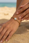 Bracelet trèfle doré nacré ajustable femme GABY