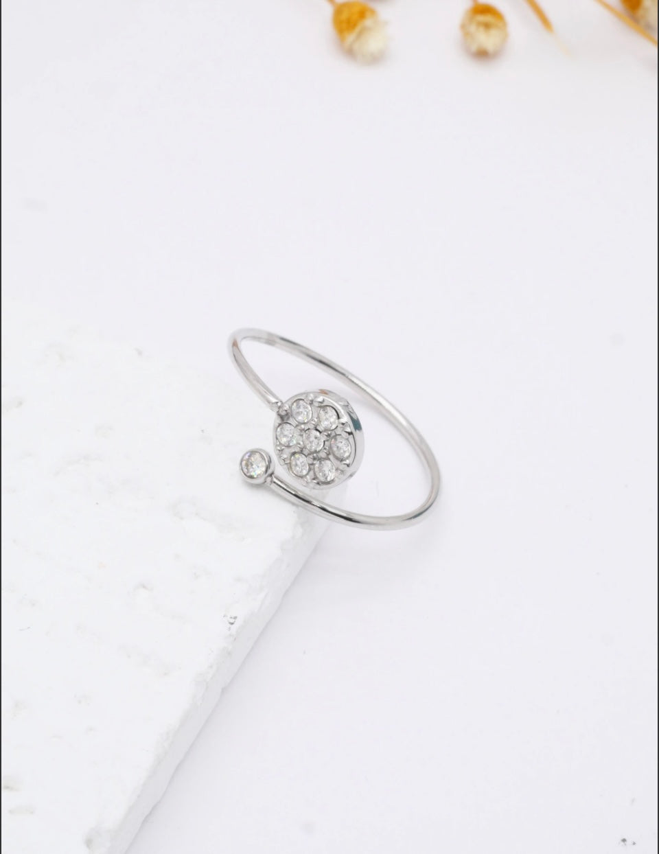 Bague fleur diamant ajustable femme GABY