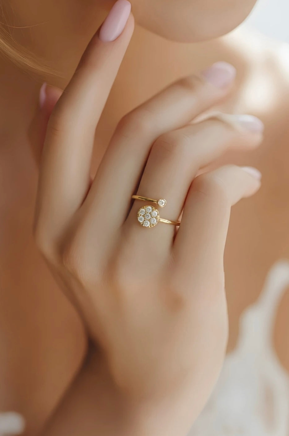 Bague fleur diamant ajustable femme GABY