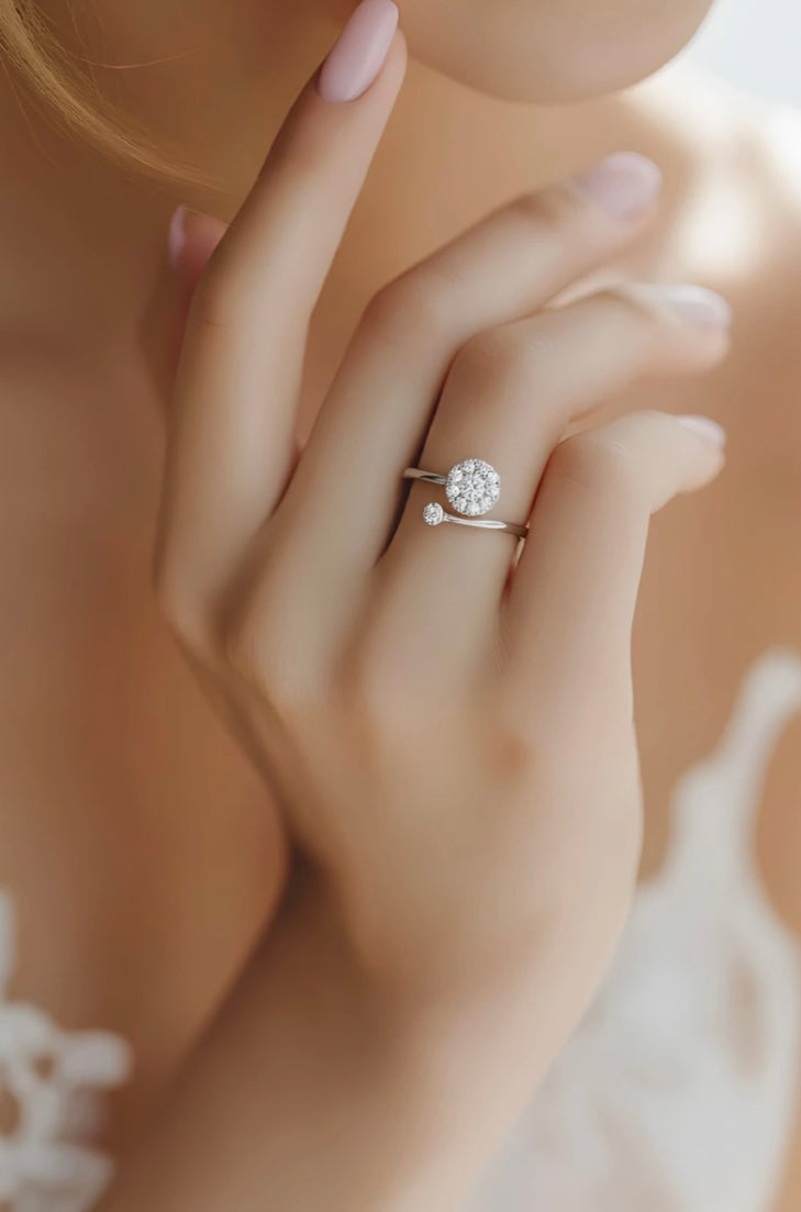 Bague fleur diamant ajustable femme GABY