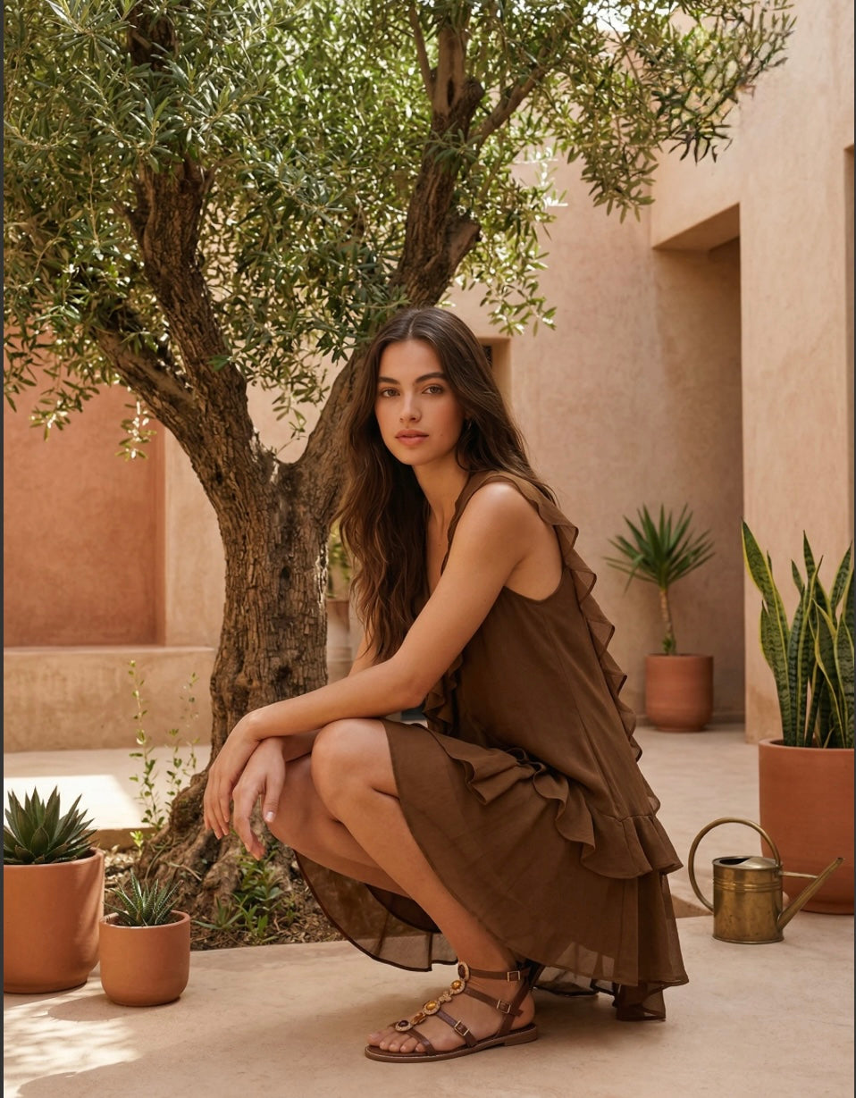 Sandales ornées bijoux dorés pierres colorées femme GABY