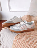 Baskets Premium Blanc Rose Paillettes femme GABY