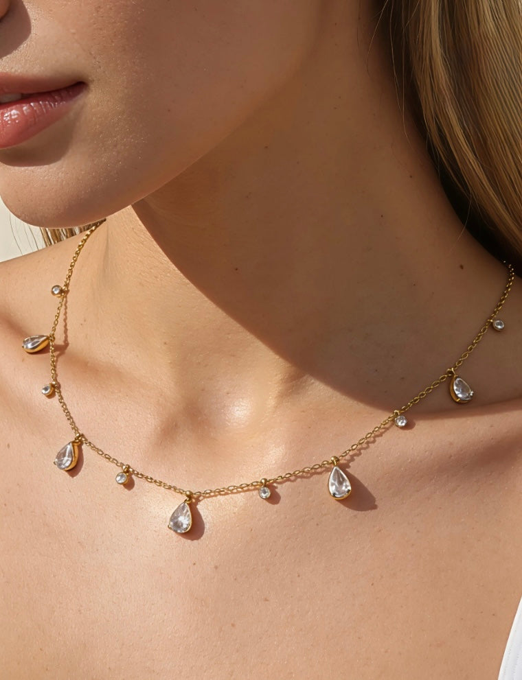 Collier Gouttes Strass femme GABY