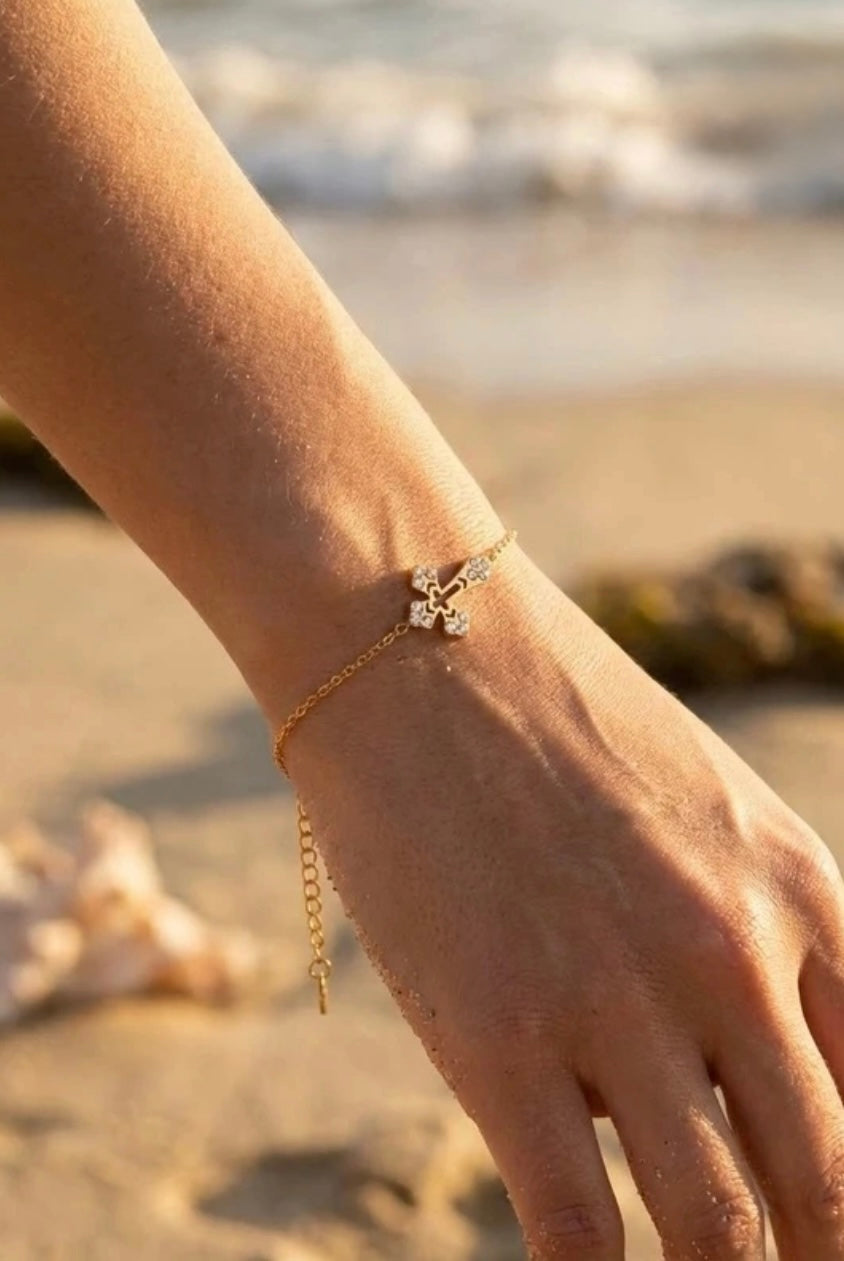bracelet croix doré femme acier inoxydable 