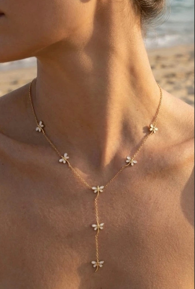 collier papillon femme acier inoxydable blanc détail pendentifs