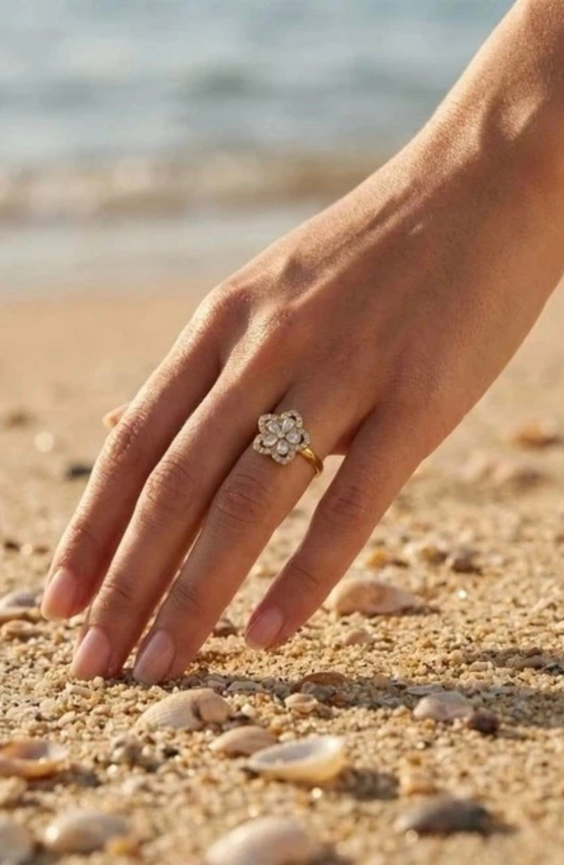 Bague fleur ajustable