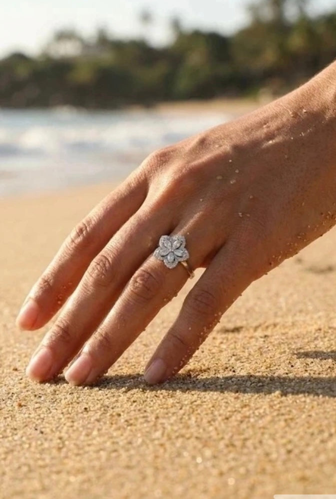 Bague fleur ajustable