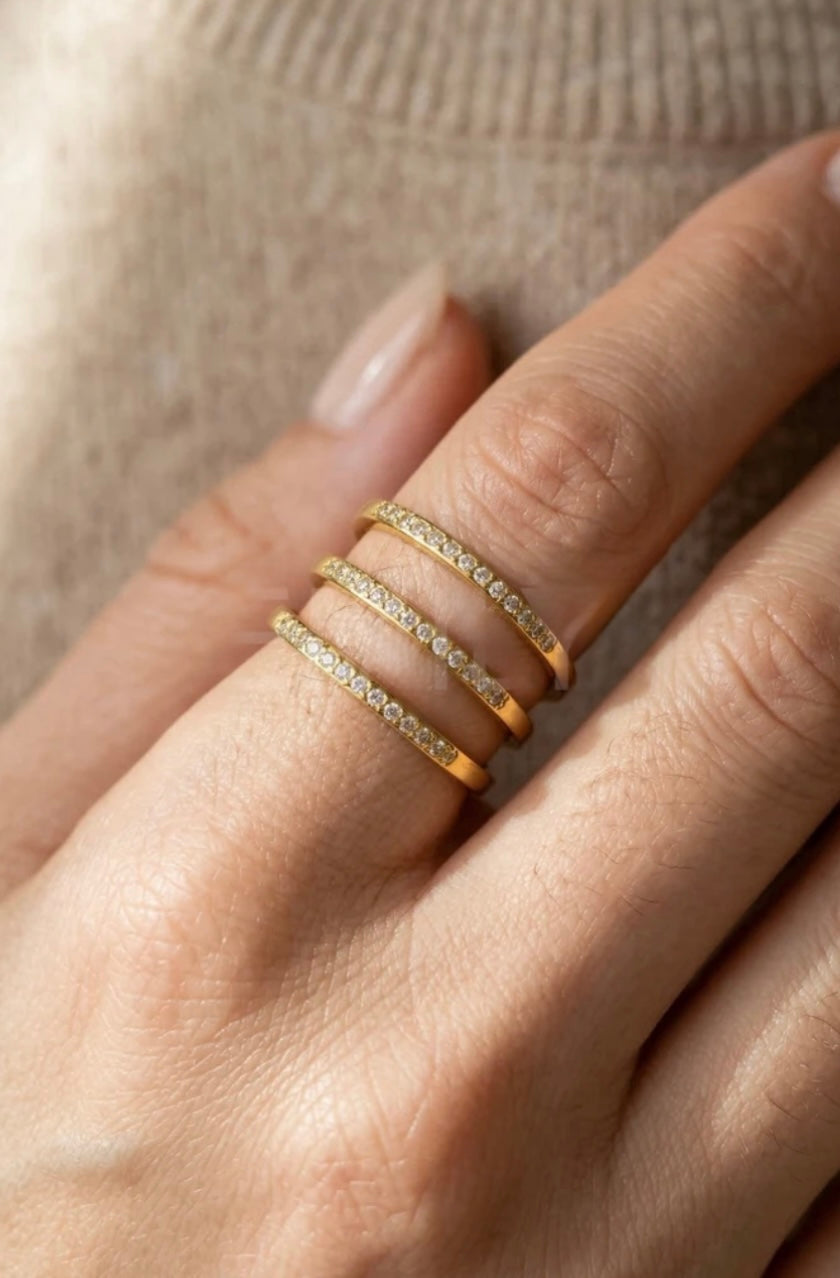 bague doree strass acier inoxydable femme