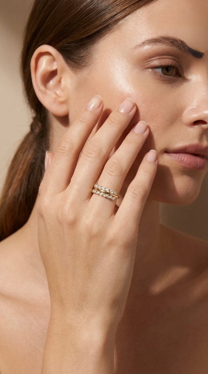bague ouverte dorée strass acier inoxydable femme élégante