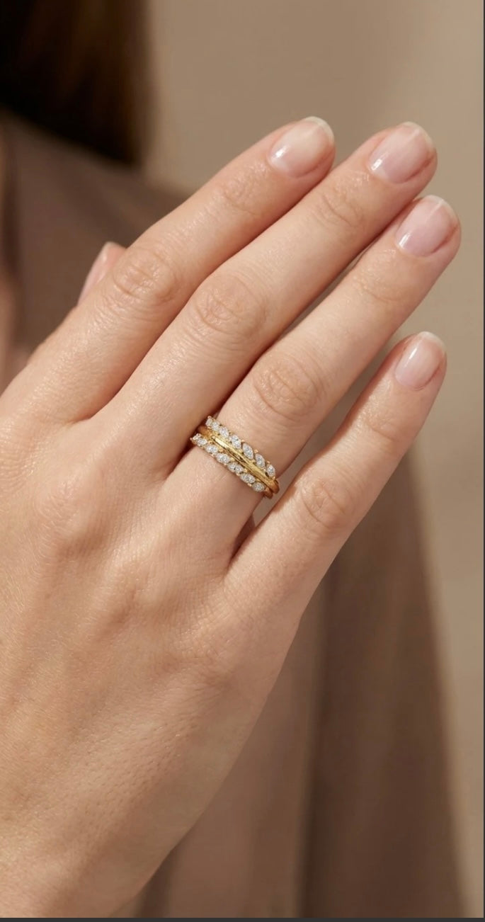 bague dorée strass acier inoxydable femme pas cher