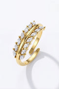 Bague ouverte dorée strass en acier inoxydable femme